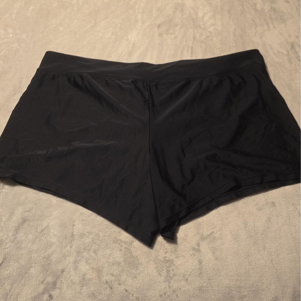 Catalina Women's Black Solid Swim Shorts 2X 18w Lined With Notch Sides